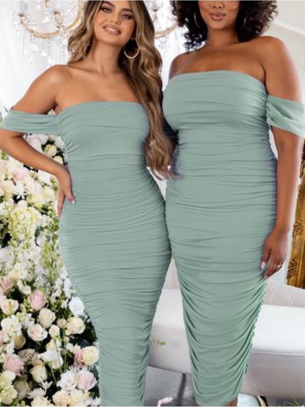 Club L London Lost For Words Sage Ruched Draped Midaxi Dress Bodycon Size 4